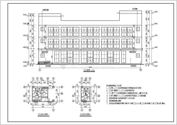 某地3层框架结构电信售后营业厅建筑施工图-图一