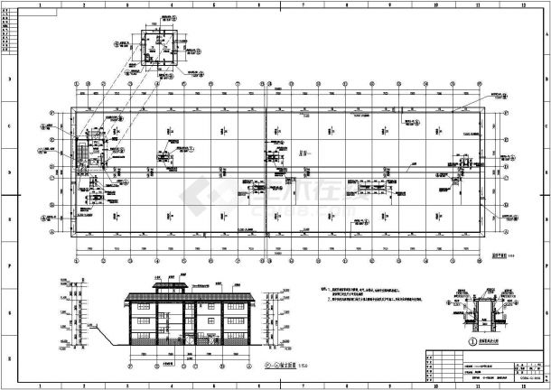 某3层框架结构甲类酒库车间厂房多专业施工图-图一