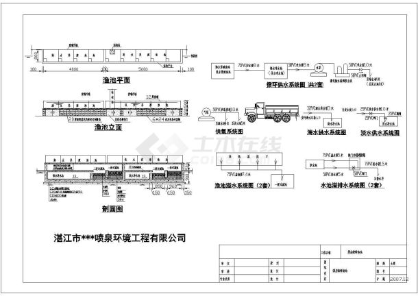 某喷泉工程鱼池建筑施工图-图一