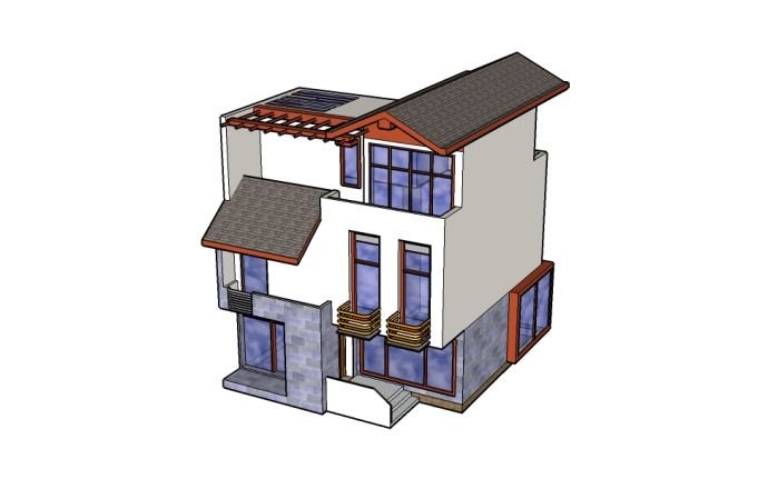 临摹建筑创作上的别墅（3D效果）_图1