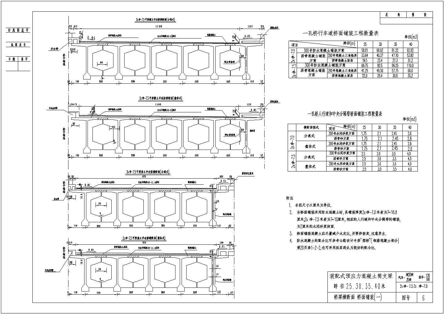 某预应力简支梁桥图上部结构设计施工图