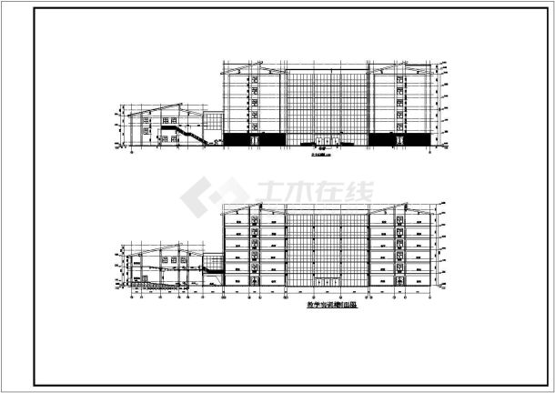 某地6层框架结构坡屋顶教学楼建筑设计施工图-图二