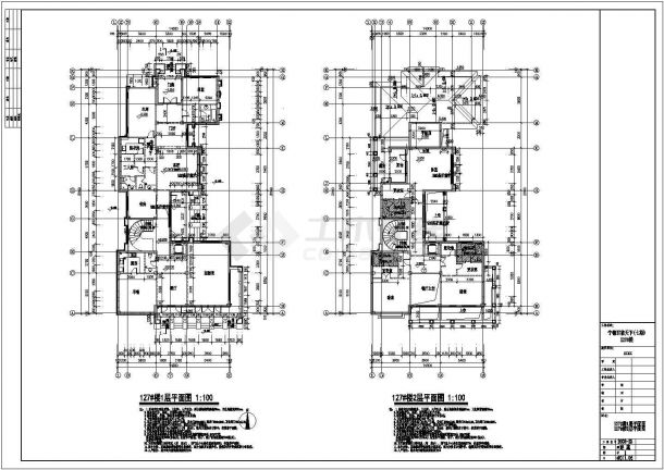 615.04平方米3层别墅建筑结构cad施工图（含水电）-图二