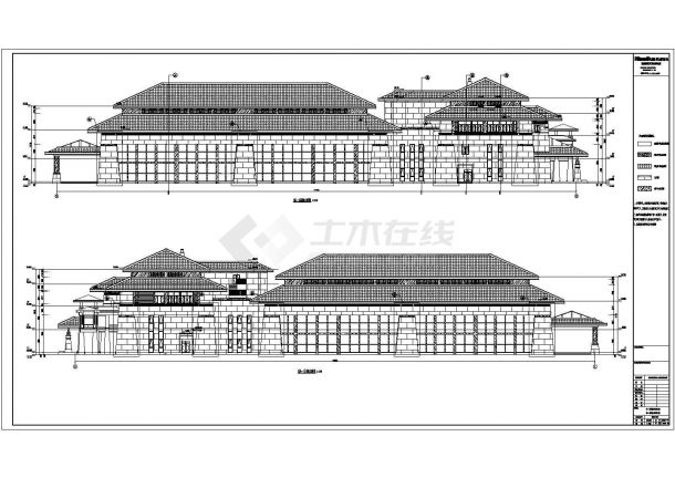 秦皇岛四层温泉酒店建筑设计施工CAD方案图纸-图一