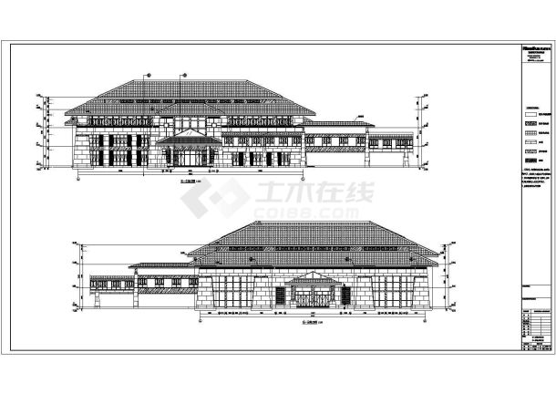 秦皇岛四层温泉酒店建筑设计施工CAD方案图纸-图二