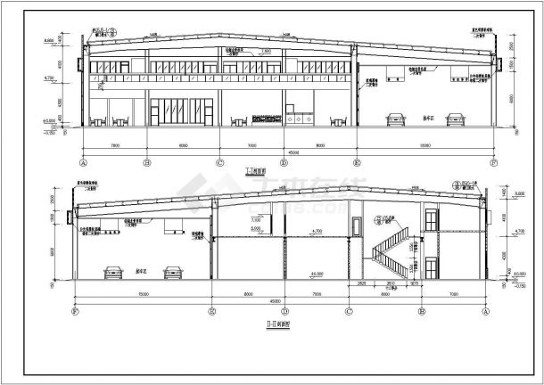 某地二层钢结构一汽丰田4S店建筑设计图-图一