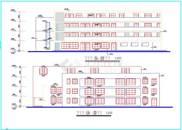 江西四层大型幼儿园建筑框架结构施工cad设计方案图(平屋面)-图一