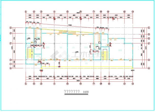 江西四层大型幼儿园建筑框架结构施工cad设计方案图(平屋面)-图二