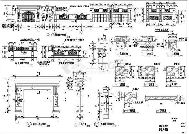 某小区欧式大门与欧式围墙设计施工详图-图一