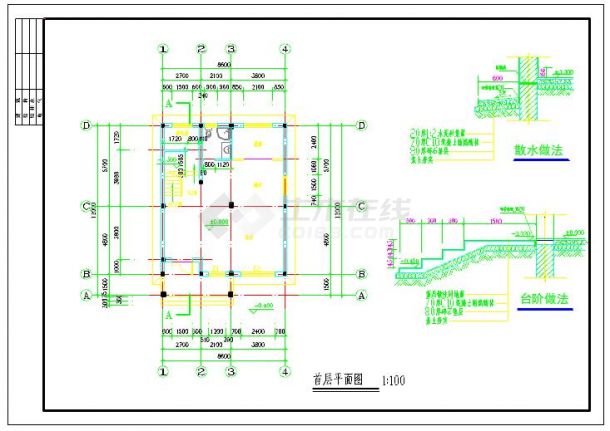 300平三层框混结构私人别墅全套建筑结构设计cad施工图-图二
