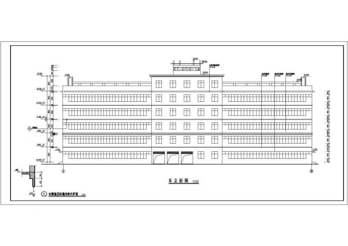 某六层V型办公楼建筑设计施工cad图纸_图1