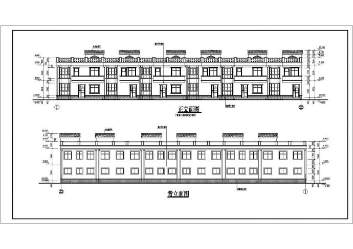 某三层砖混结构联排住宅楼建筑设计cad图纸（含设计说明）_图1