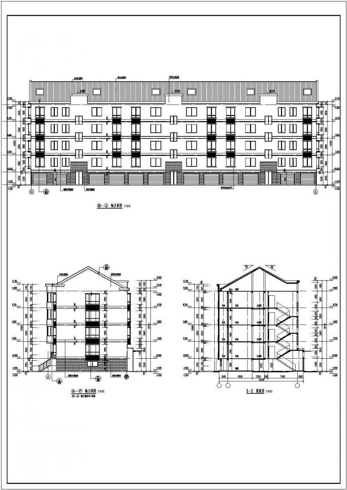 某地4层砖混结构坡屋顶住宅楼建筑施工图_图1