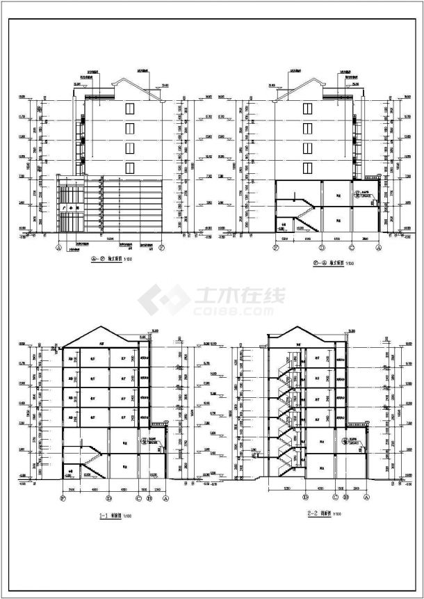 某地六层框架结构商住楼建筑设计方案图-图二