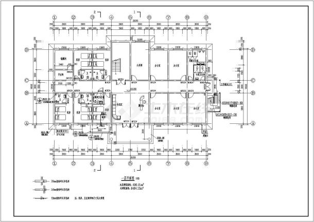 某地区3层砖混结构宾馆建筑方案图-图二
