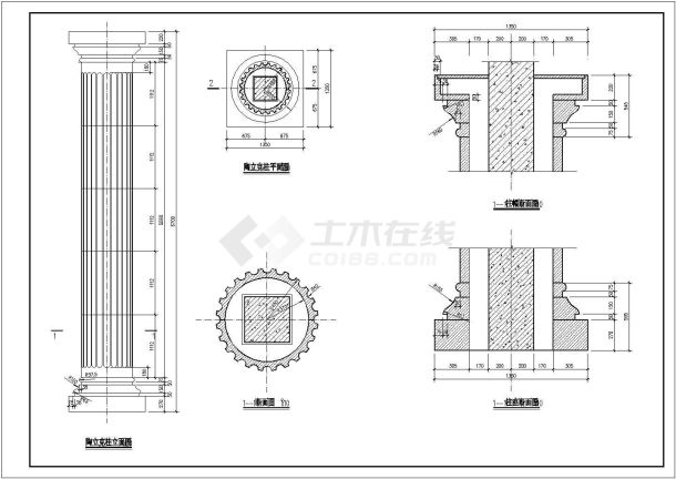 福州陶立克柱详细设计全套施工cad图-图一