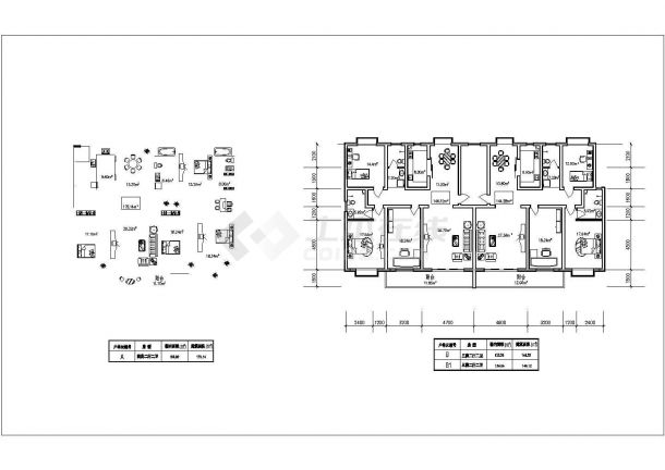 高档住宅小区全套户型设计施工cad平面布置方案图(80-160平米)-图二