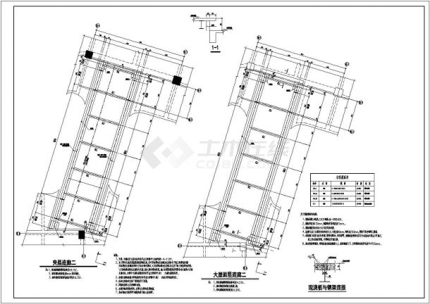 钢结构连廊(滑动支座)及观光电梯cad结构设计图-图二
