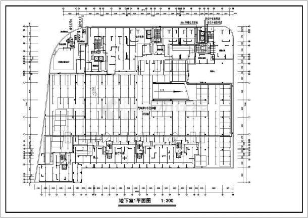 地下车库设计施工cad平面布置方案图(带自行车库)-图二