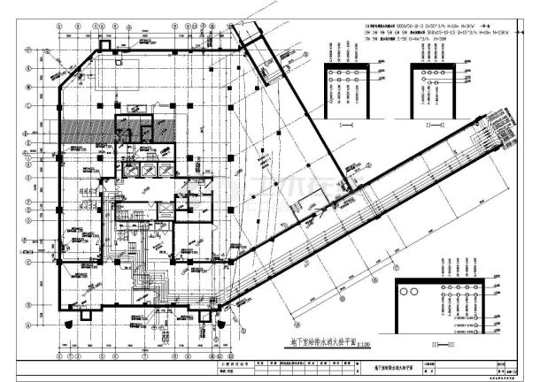 21层综合楼给排水消防系统设计施工cad平面方案图-图二