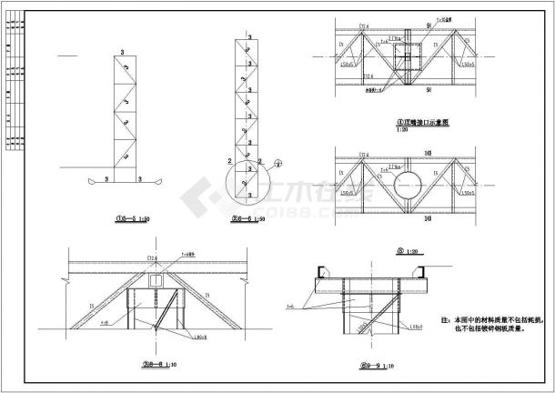 钢结构双面体广告牌结构设计施工CAD图纸_结构DWG图纸-图二
