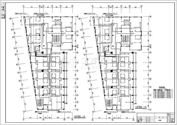 八层豪华酒店电气施工cad设计平面方案图-图一