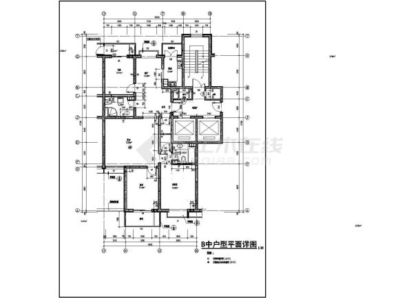 高层住宅楼带跃边户型设计cad平面布置施工图纸-图一