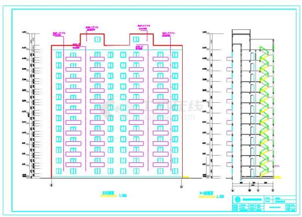 42000平米左右一字型框架住宅楼全套建筑结构设计cad施工图（含计算书）-图一