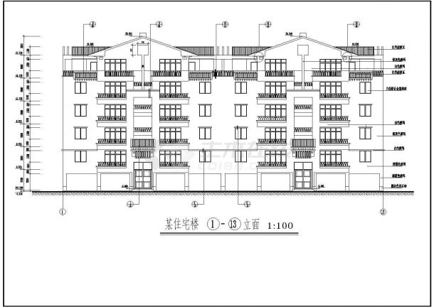 大学精致型五层安置公寓楼建筑设计cad施工方案图(带厨房卫生间大样图)-图一