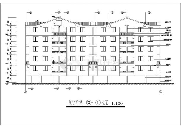 大学精致型五层安置公寓楼建筑设计cad施工方案图(带厨房卫生间大样图)-图二