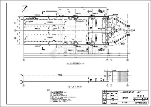 山西某公司矿区通风机房土建施工图-图一