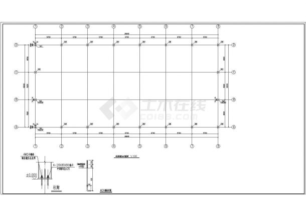 18m跨度轻型门式刚架结构库房钢结构施工图CAD图纸-图一