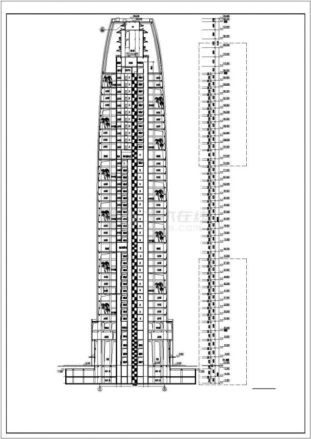 某40层200m超高层办公楼建筑设计平面图纸-图一
