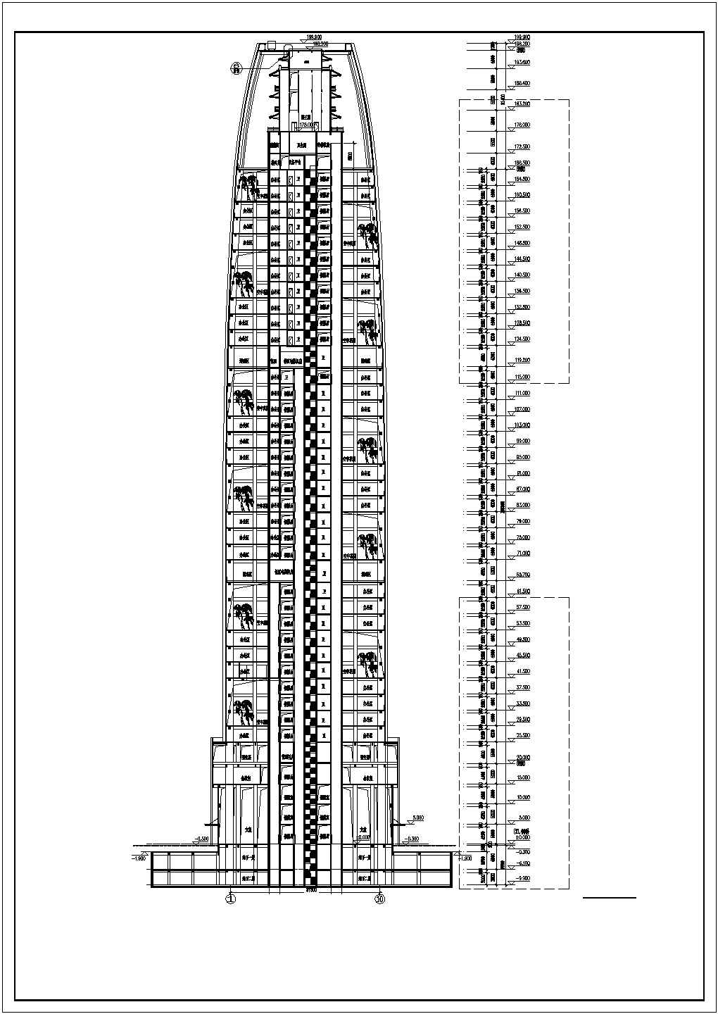 某40层200m超高层办公楼建筑设计平面图纸
