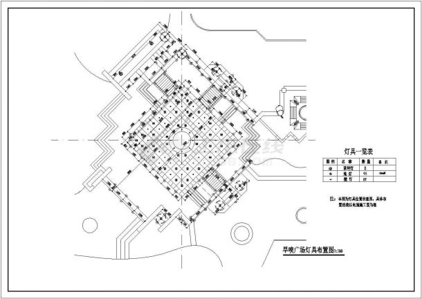 大型旱式喷泉休闲广场景观施工cad设计平面方案布置图纸(80个喷头)-图二