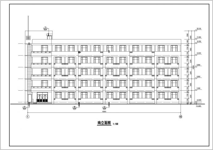 某砖混结构五层中学学生宿舍建筑设计cad图纸（含设计说明）_图1