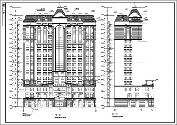 某地下1层地上17层框架结构高层五星级酒店全套建筑施工图（法式建筑）_图1