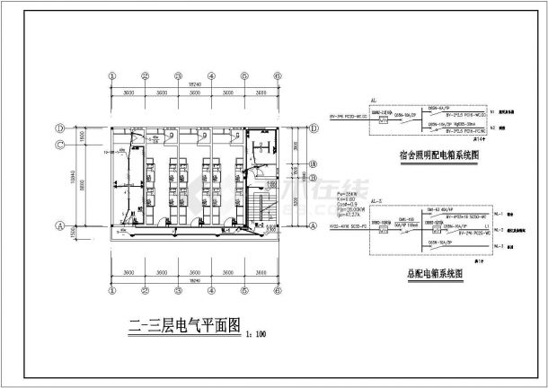 某学校三层宿舍楼电气设计全套施工图-图二