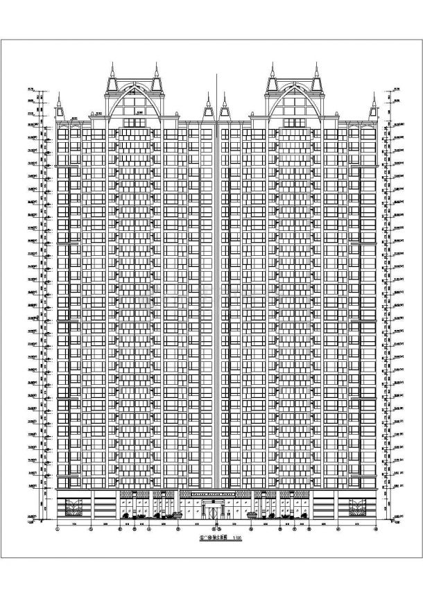 29层尖顶商住综合楼建筑设计cad施工布置方案图纸-图一