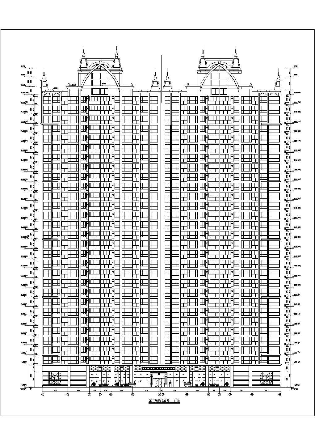 29层尖顶商住综合楼建筑设计cad施工布置方案图纸