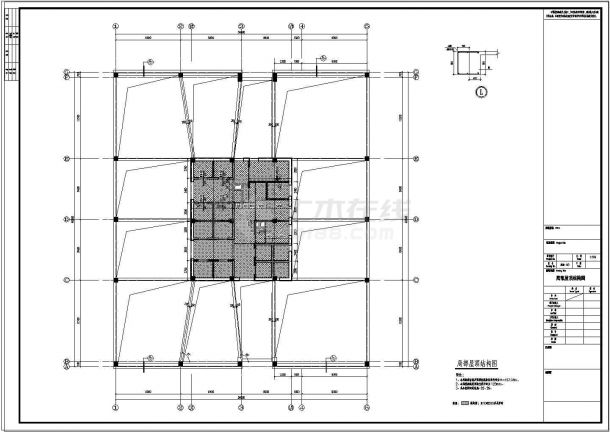 框架核心筒结构超高层办公楼结构施工图_结构CAD图纸-图二