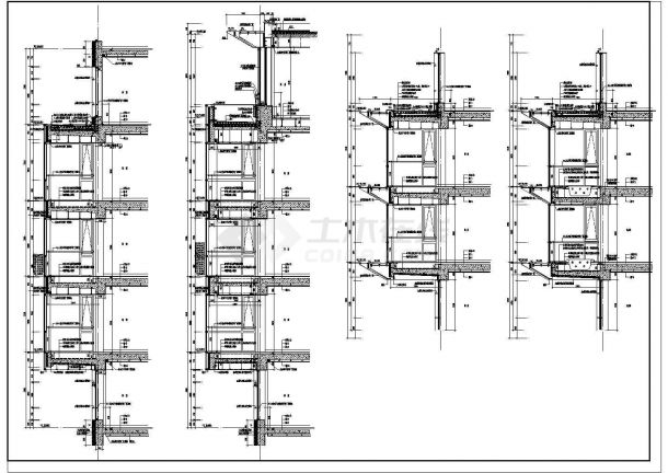 高层住宅楼建筑外墙施工设计构造CAD大样详图-图二