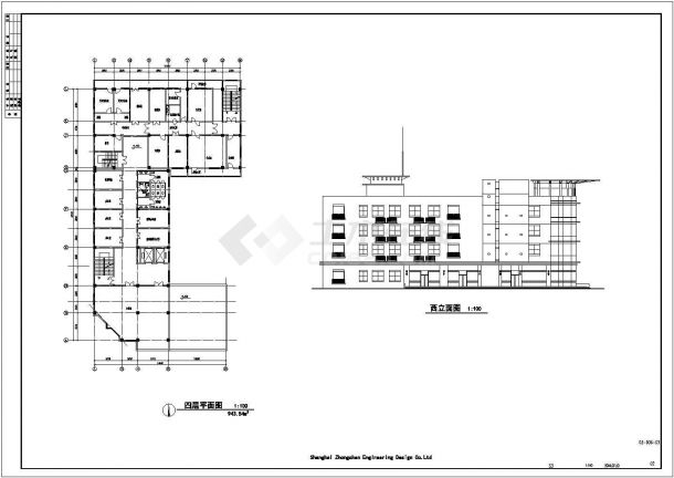 医院新建U形四层病房楼建筑设计施工cad平立面布置方案图纸-图一
