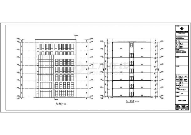 【七层】框架结构电梯产业园综合服务中心建筑设计图纸（含设计说明）-图一