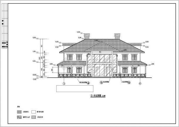 广东2层坡屋顶框架结构私人会所建筑施工图-图一