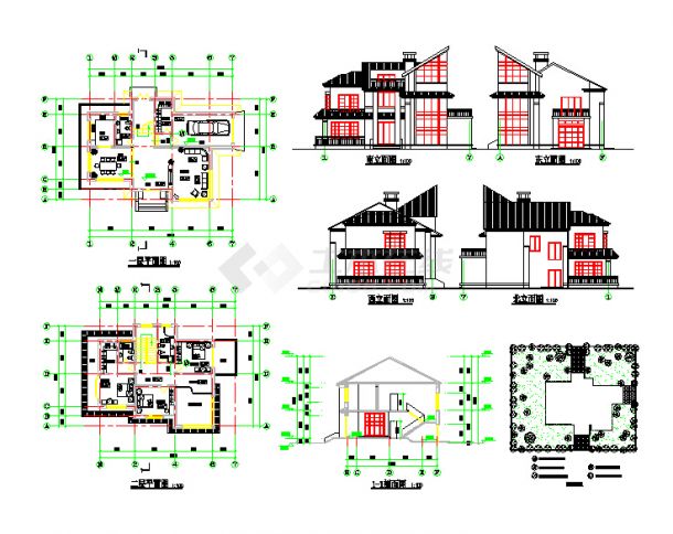 16套经典别墅设计方案整理汇总图纸-图一