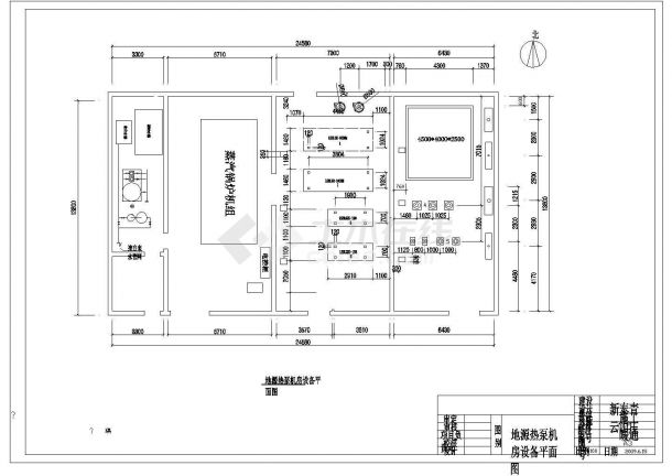 某地招待所地源热泵制冷机房设计施工图-图一