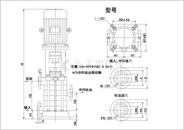 凯泉泵平面、立面及固定节点图例（全套CAD版）-图二