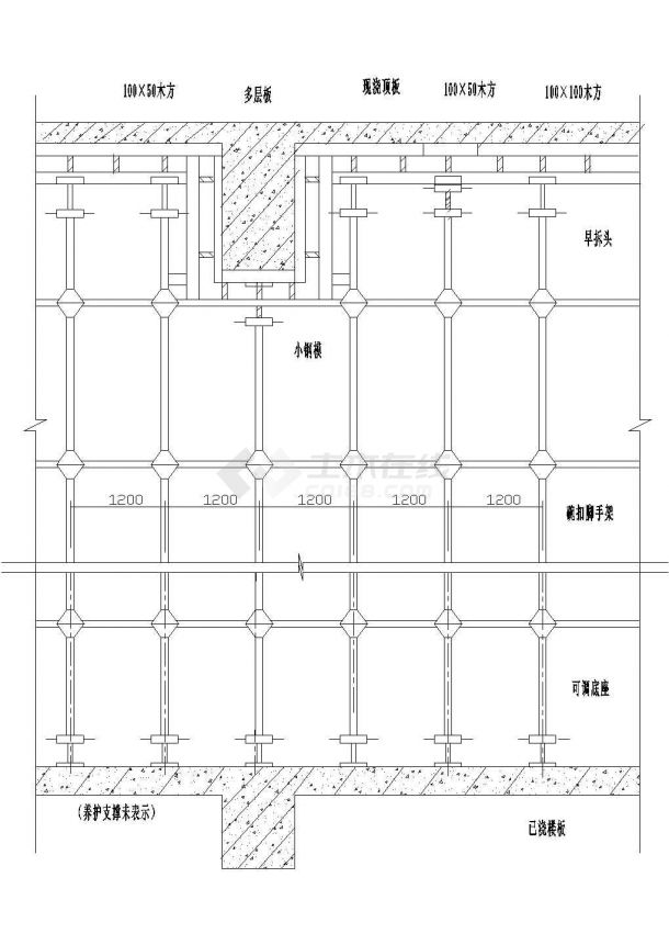 梁板碗扣式脚手架cad详图