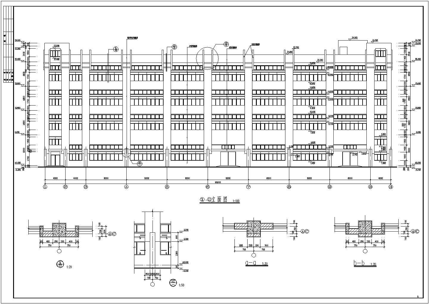 【钢筋混凝土结构】四层厂房建筑设计cad图纸（含详细建筑设计说明）